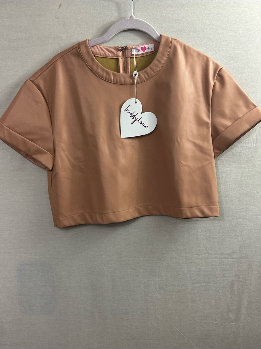 BuddyLove tan faux leather crop top